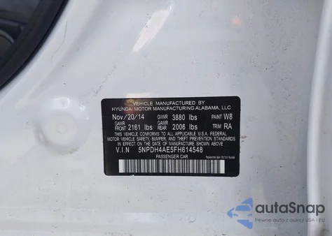 2015 Hyundai Elantra Se from USA, damaged, VIN 5NPDH4AE5FH614548